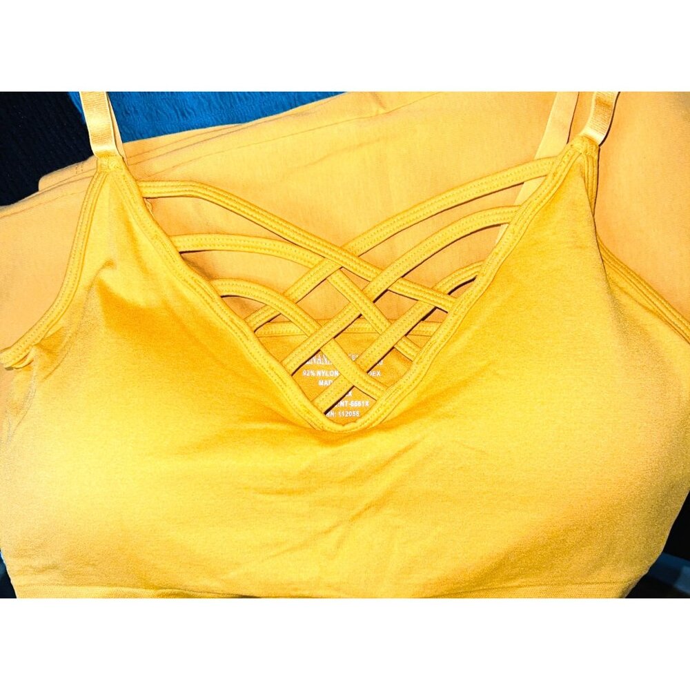 Zenana Mustard Yellow 2-Piece Set: Bralette & High-Waist Leggings 1X - Picture 7 of 9